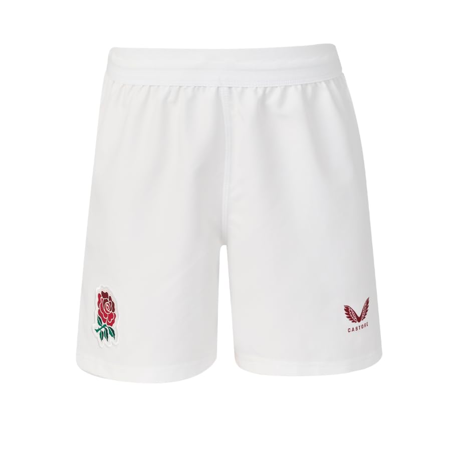Castore England Rugby Unisex Home Replica Short, White, 14 Years