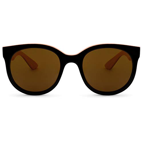 Óculos de Sol Gatinho em Acetato Preto e Salmão