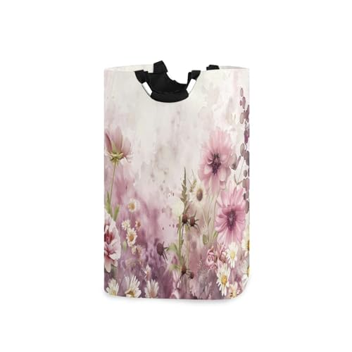 Jihqo Laundry Hamper Basket Vivid Flowers Collapsible Nursery Storage Bin Waterproof Clothing Baskets for Home Bedroom Bathroom Washing Room