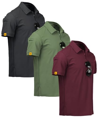 ZITY Lot de 3 Polos Hommes Manches Courtes Séchage Rapide Respirant Tshirt Hommes Polo d'été...