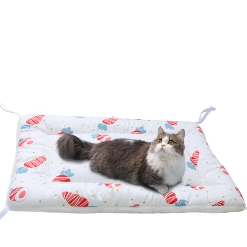 Bidason ペット クッション ベッド 四隅紐付き ズリ落ない ケージ用可能 リバーシブル ふかふか 柔らか 暖かい 可愛い スクエア型 マット ペット用ソファー 保温布団 犬 猫 通年 洗える
