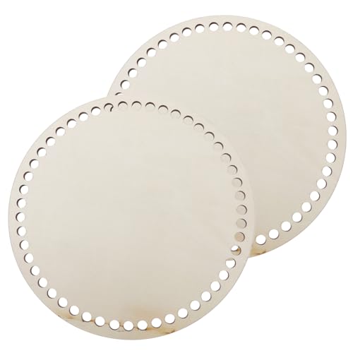 HOMSFOU 2pcs Heart Crochet Basket Bases Baskets Home Decor Bag Material Bag Supply Bag Decoration Handbag Bottom Bases Basket Weaving Bottom Circle Blank Bottom Basket Bottom Wood
