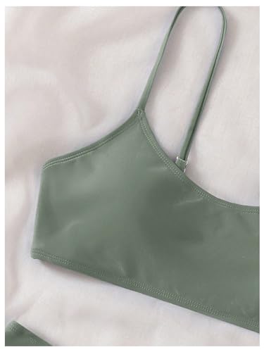 Image of SHENHE Girl's 2 Piece O Ring Bikini High Waisted Spaghetti Strap Cute Swimsuit Bathing Suit
