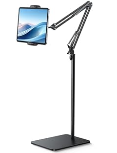 【Flexible Multi-Angle Adjustment】Lamicall floor tablet stand is equipped with a multi-joint adjustable bracket, supporting multi-angle adjustment (270°+180°+150°+ 135°). Combined with a 360° swivel ball, the stand allows you to easily switch your dev...