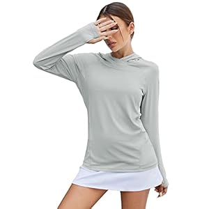 LUYAA Women’s UPF 50+ Sun Protection Hoodie Breathable Stretch Hiking Shirts Long Sleeve for Running Outdoor Workout