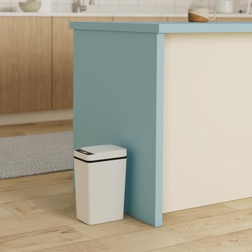 jinligogo 2Pack Bathroom Small Trash Can with Lid, 2.6 Gallon Touchless Automatic Garbage Can Slim Waterproof Motion Sensor Smart Trash Bin for Bedroom, Office, Living Room -White