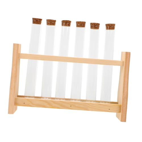 LALAFINA 木製試験管立て 用 平底試験管付き 滑らか研磨仕上げ 試験 精油 香水収納用ラック 家 学校 研究室対応