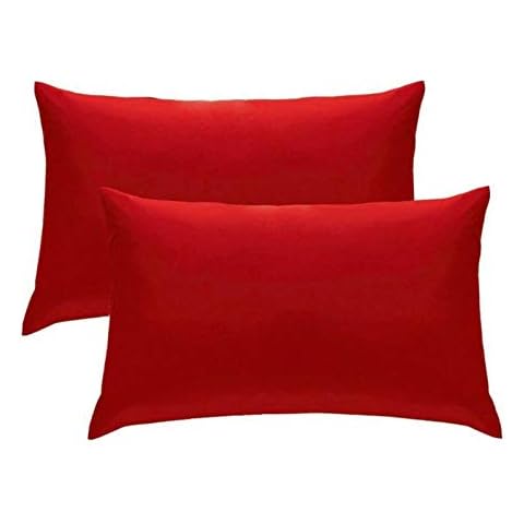 Pillow Cases 2 Pack 100% Poly Cotton Standard Size 50 x 75 cm with Envelope Closure (Red) Cover