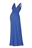 Beachcoco Women’s Maternity Maxi Dress – V Neck Sleeveless Empire Waist Slim Fit One Piece Baby Shower Pregnancy Photography DR-7161 Royal Blue M