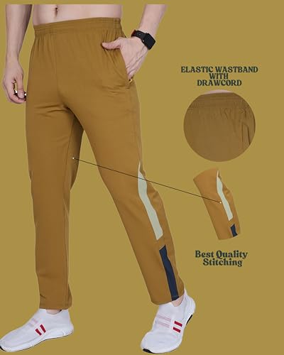 Image of Men's Ns Lycra Spandex Mixx Polyester Sports Trackpants with Both Side Zipper Pockets
