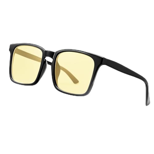 Gafas de Luz Azul,gafas anti luz azul protectoras,Gafas Luz Azul Mujer y Hombre,Reducir Fatiga Ocular,Adecuado para pantalla ordenador,gaming,smartphone(Marco negro brillante,Lentes Amarillas)
