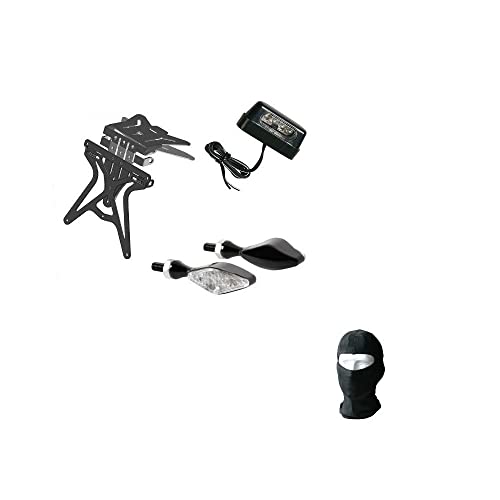 ESCRIZIONE E CARATTERISTICHE PRODOTTO: ARTICOLI LAMPA COD. 90146+90162+90096 1° PORTATARGA: - Il portatarga è universale e non specifico, va adattato alla tua moto anche con qualche modifica - Attacco sottocodone piatto - Finitura a polvere epossidica - Regolazione altezza, larghezza ed inclinazione - Regolazione escursione frecce - Predisposizione luce targa - Dimensioni: Dimensioni: Altezza 270 mm - Larghezza 190 mm - Profondità 35 mm - colore nero 2° LUCE TARGA A4 LED BI