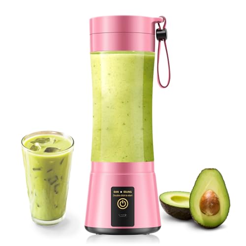 Image of Mini Cordless Personal Smoothie Blender - 12oz Portable Blender in Travel | Portable Blender with Lightweight & Leak-Proof, 6 Steel Blades, Easy Clean, BPA-Free, Freshly Squeezed in Sports /Office /Gym