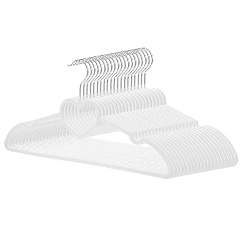 JIUXCF Velvet Hangers 20 Pack,16 Inch Non Slip Adult Heart Hanger (White)