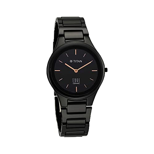 Titan Edge Ceramic Quartz Watch for Men Glossy Black Classic NR2653NC01