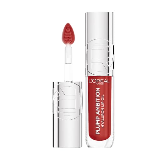 Image of L'Oreal Paris Plump Ambition Hyaluron Plumping Lip Oil, Cherry Cherie | Plumping Lip Oil, Glass Like Shine, Infused with Hyaluronic Acid, Deeply Hydrating, Plumper & Smoother Lips, Non Sticky
