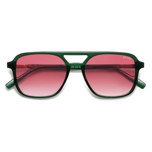 Image of SOJOS Retro Aviator Sunglasses for Women Men,Trendy Rectangle Womens Mens Shades Sun Glasses SJ2202