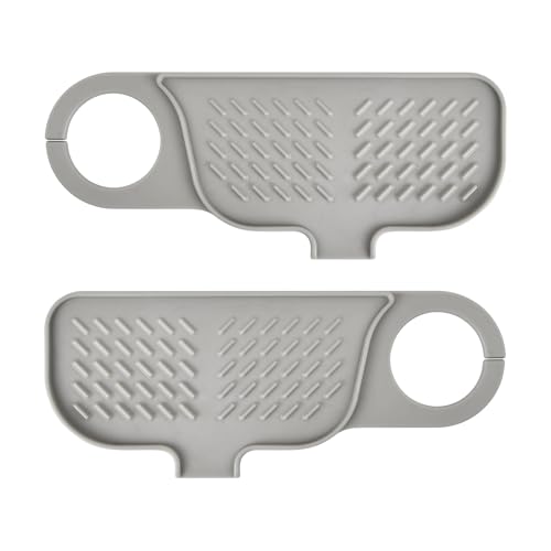 volumoon Alfombrilla Silicona Grifo,Protector Salpicaduras de Fregadero,Tapete Grifo de Cocina, Almohadilla de Secado de Agua para Cocina, Protector contra Salpicaduras para Encimeras-Gris