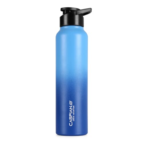 Image of CASPIAN / / / HIke ISI Certified Stainless Steel Water Bottle 1 ltr. (M Blue, 1 Litre) | Leak Proof Sipper for Fridge Home Office Travel School Kids Boys Girls Adults Sports Gym Yoga Gift | BPA Free