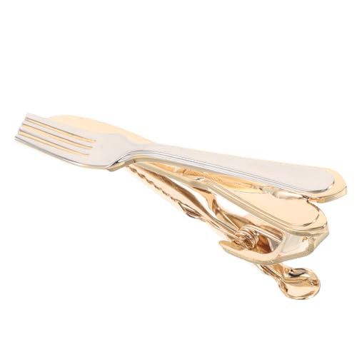 YARNOW Pinzas para Corbata de Metal Diseño Innovador Cuchillo y Tenedor, Accesorio para Hombres en Reuniones de Negocios y Celebraciones Formales