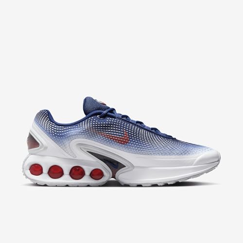 Nike Air Max Dn Men's Shoes (FV2250-100, White/Blue Void/Metallic Silver/Bright Crimson) Size 103