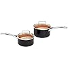 Amazon Basics Ceramic Nonstick Pots and Pans Cookware Set, Dishwasher & Oven Safe, Even Heating, 10-Piece Set, Copper Color #3