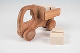 CG Games Wooden Toy Truck with Stones and Garage Natural Wood Eco-Friendly Toys for Children 5 and Up Woody Truck Toy Natural Unpainted Wood Toys
