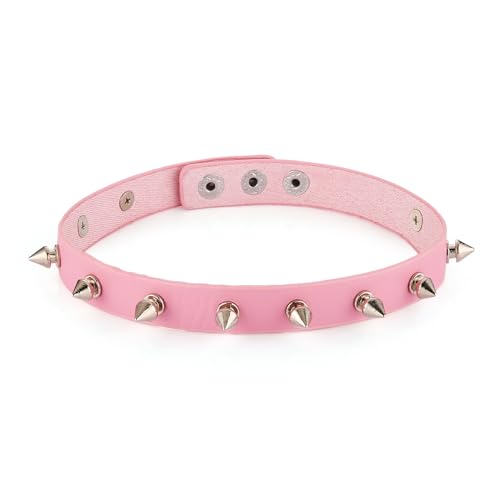 Choker collier punk à pointes en cuir PU pour hommes et femmes