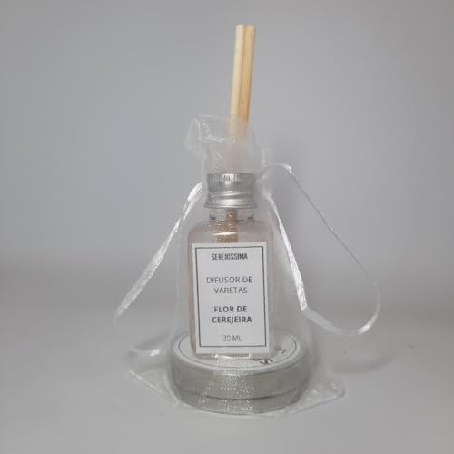 Kit Aromático com Mini Difusor de Varetas e Vela Artesanal, Flor de Cerejei...