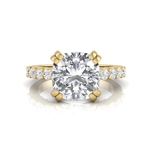 IGI Certified 2.50 Carat Cushion Cut Lab Grown Diamond (2.00 Ct, F, VS1) 14K Gold Double Prong Solitaire Accents Engagement Wedding Ring For Womens2