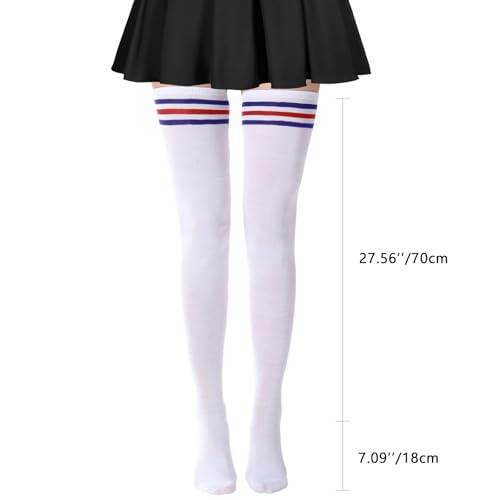 Image of DRESHOW Extra Long High Thigh Socks Striped Over Knee Thin Tights Long Stocking