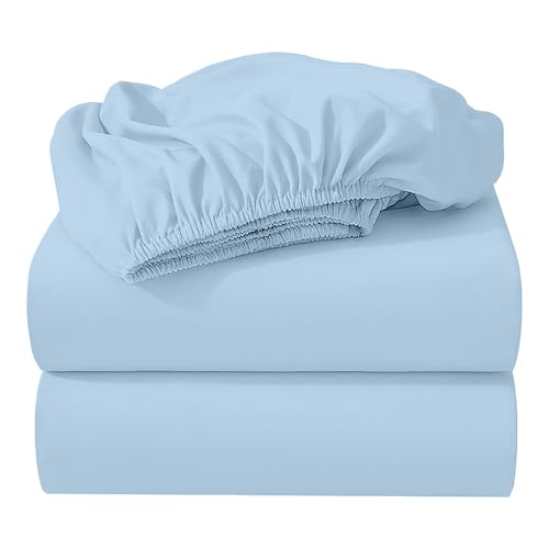 SKY BEDDINGS - 2 Pack Fitted Hospital Bed Sheets - Soft Microfiber Fitted Sheets for Hospital Beds - Wrinkle-Resistant, Easy Care - Ideal for Home & Medical Use - (Light Blue, 36