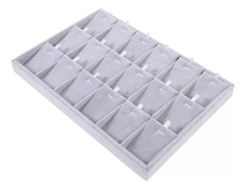 Image of Velvet Jewellry Drawer Organizer Stackable Tray (Grey, 15 Pendent Set Tray)