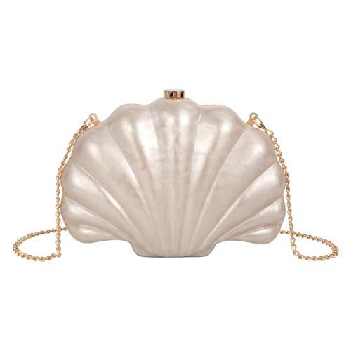 Image of Women Seashell Evening Bag Purse Mermaid Chain Strap Clutch Handbag Shoulder Bag | Seashell