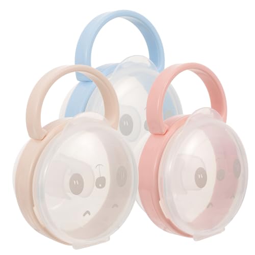DECHOUS 3Pcs Pacifier Storage Box Transparent Dustproof Pacifier Holder for Boys Portable Case with Convenient Handle for Travel Daily Use