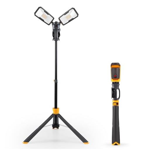 【Upgraded】LUTEC 6290Max 11000 Lumen 92W Dimmable LED Work Light with Telescoping Tripod, Adjustable Color Temperature Dual-Head Work Light with Stand and 8 Ft 3-Prong Power Cord
