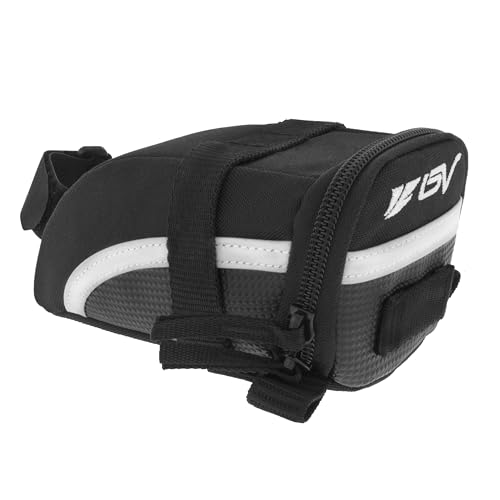Image of BV Strap-On Bike Bag with Reflective Material - Saddle Bag with Seperate Divider for Small Items for All Your Essentials - Bike Pouch with Taillight Hanger for Maximum Safety