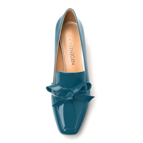 Image of Womens Loafer with Heel, Comfortable Chunky Heels for Women, Loafers Shoes with Bowknot Womens Bunion Dress Shoes