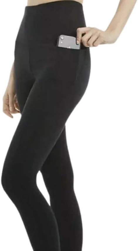 Danskin Woman's Interlock Legging with 2 Side Pockets Black Salt Color ~ Active Performance Soft Fabric Legging~ Size XXL - Image 2