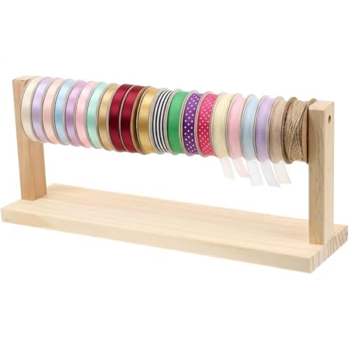 Support de ruban de fleurs et papier emballage cadeau en bois - 2