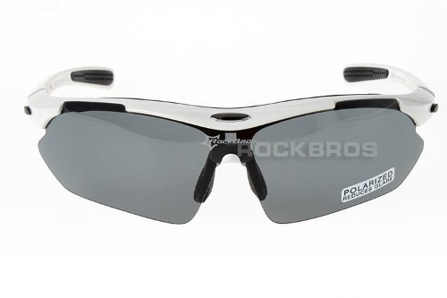 RockBros Óculos de sol polarizados para ciclismo, óculos esportivos branco