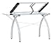 SD Studio Designs 10096 Futura Station with Folding Shelf Top Adjustable Drafting Craft Drawing Hobby Table Writing Studio Desk with Drawer, 35.5'' W x 23.75'' D, White/Clear Glass