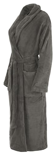 Brandsseller Unisex Bademantel Mikrofaser S/M – Weicher Morgenmantel mit Schalkragen für Damen & Herren – Hausmantel ideal für Zuhause, Reise & Spa – Anthrazit