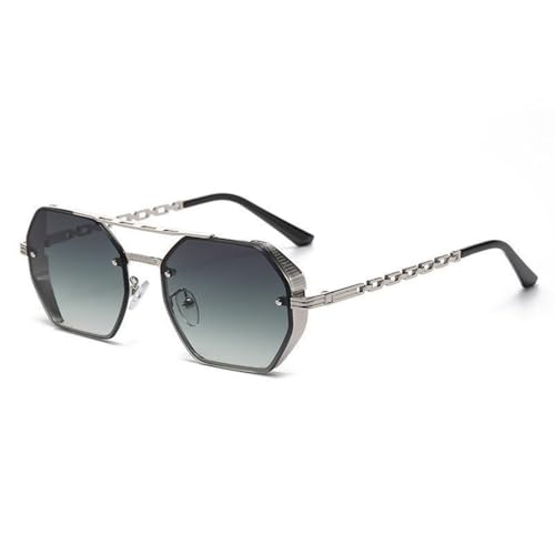 Simple and Fashionable Men's Polygonal Sunglasses Retro Gradient Metal Frame Outdoor Driving，L8347