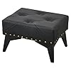 Cpintltr Small Footstool Ottoman Leather Riveted Soft Footrest Ottoman with Iron Legs Sofa Footrest Extra Seating for Living Room Entryway Bedroom Black