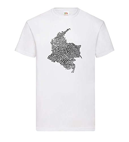 T-shirt colombien pour homme blanc avec empreintes digitales taille 3XL