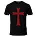 Crusader Knights Templar Distressed Cross T-Shirt XX-Large Black