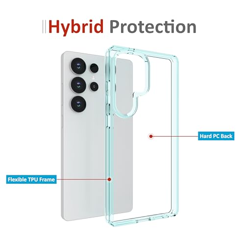 Image of TPU+PC Case for Samsung Galaxy S25 Ultra, [Anti-Yellowing Technology] [Military Grade Drop Protection] Shockproof Case Slim Hybrid Phone Case for Samsung Galaxy S25 Ultra 5G - Crystal Aqua Blue