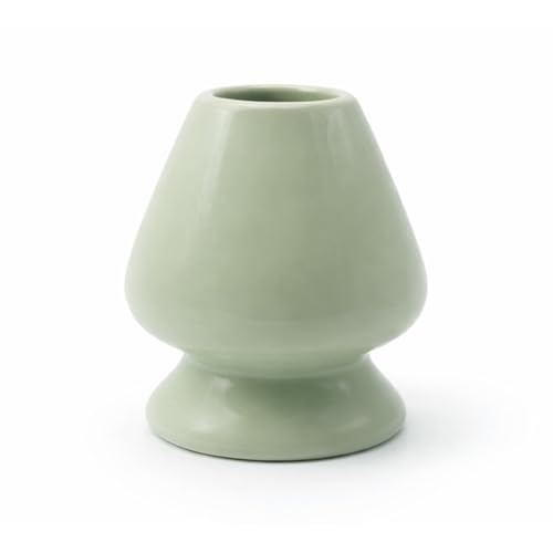 BlendWell Ceramic Matcha Whisk Stand Green Holder for Bamboo Chasen Protects Shape and Extends Whisk Life