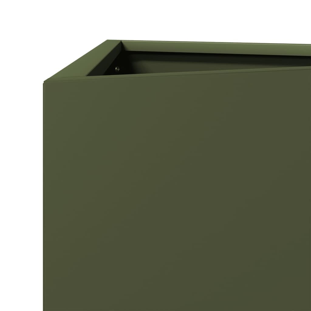 vidaXL Jardineras Triangulares 2 uds Acero Verde Oliva 50x43x75 cm, macetero, Jardinera de Exterior, Jardinera de jardín, maceteros